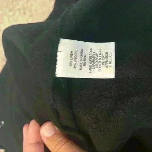 For Cynthia Womens Sz XS Black Linen Dress Button Front Pockets Asymmetrical Hem - Picture 11 of 11